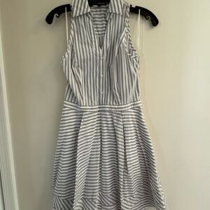 Express White and Gray Striped Dress